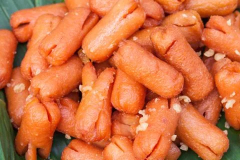 Fried mini sausage Stock Photos