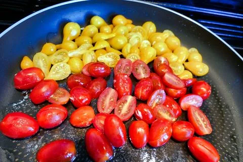 Fried Mini Tomatoes. Stock Photos