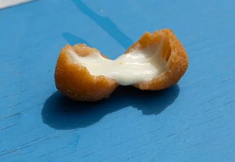 Fried mozzarella ball close up Stock Photos
