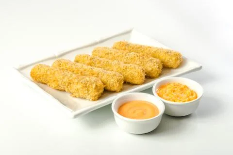 Fried Mozzarella With Sauce Stock Photos