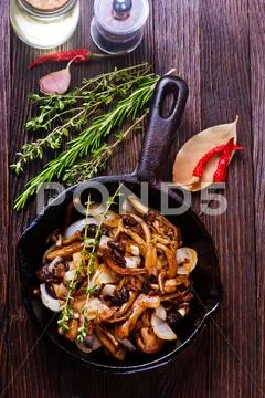 Fried mushrooms Stock Photos