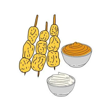 Fried mussels hand drawn vector design. Stock Illustration