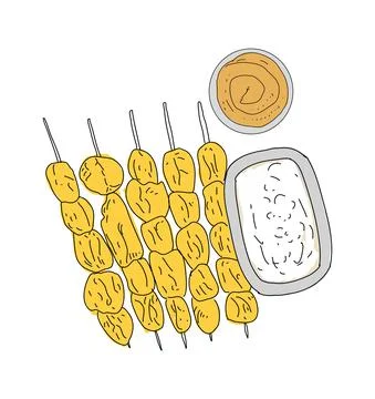 Fried mussels hand drawn vector design. Stock Illustration