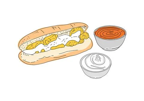 Fried mussels hand drawn vector design. Stock Illustration