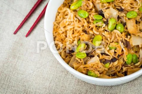 Fried noodle asian food on the table Stock Photos