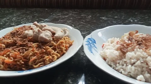 Fried noodle liwet rice Stock Footage 242901684