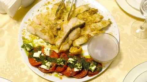 Fried noodles cod fish Stock Footage 69222276