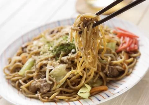 Fried noodles Stock Photos