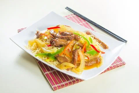 Fried noodles Stock Photos