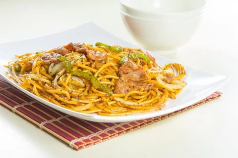Fried noodles Stock Photos