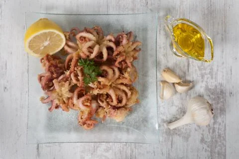 Fried octopus Stock Photos