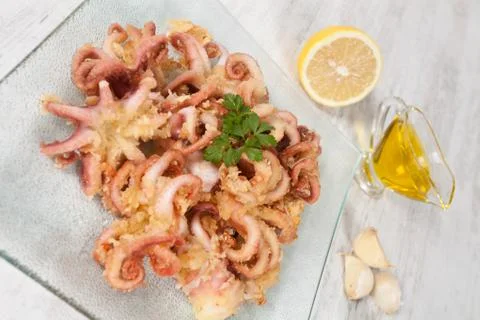 Fried octopus Stock Photos