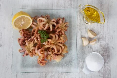 Fried octopus Stock Photos