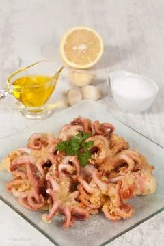Fried octopus Stock Photos
