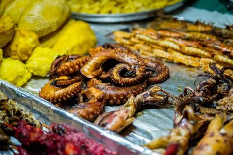 Fried octopus Stock Photos