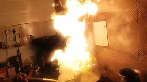 Fried onion with big fire Video stock 238738918