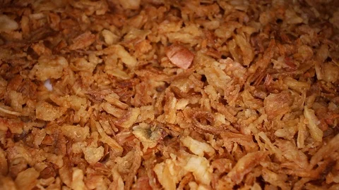 Fried onions onion rotating seamless looping food texture pattern close up Stock Footage 103091329