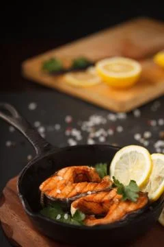 Fried or grilled salmon Stock-Fotos