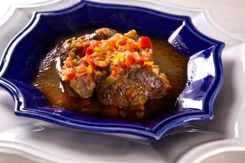 Fried ossobuco with vegetable ragout Fotos Stock