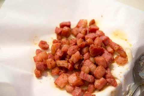 Fried pancetta Foto stock