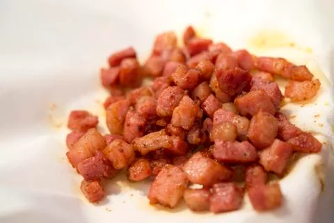 Fried pancetta Foto stock
