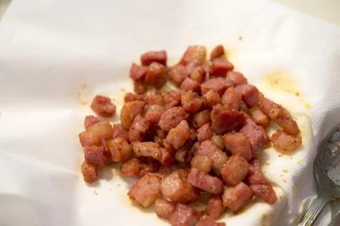 Fried Pancetta Stock-Fotos