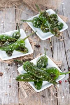 Fried pimientos Stock Photos