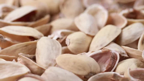 Fried Pistachios Without Kernel Close-Up In Macro Mode. Video stock 154609336