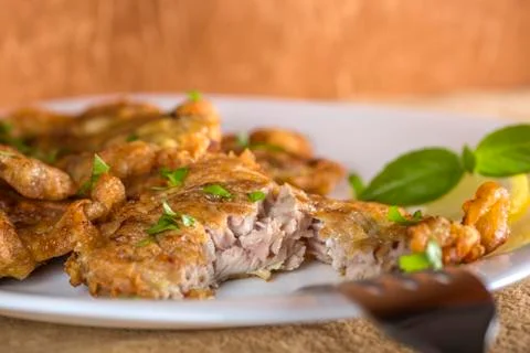 Fried pork brain Foto stock