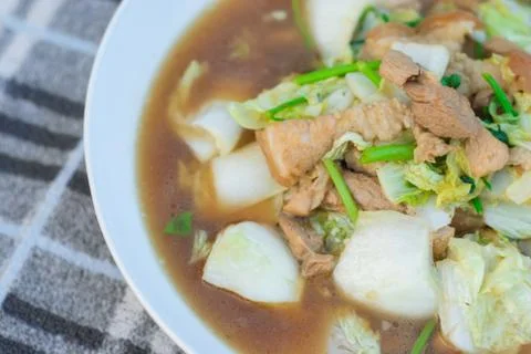 Fried pork with cabbage image Stock Photos