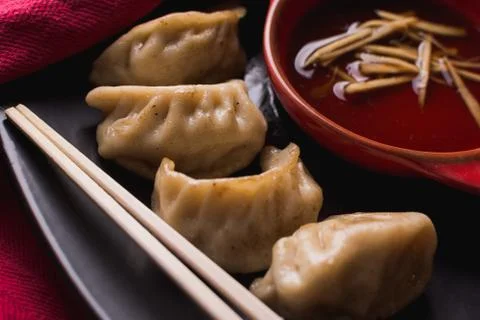 Fried pork dumplings Foto stock