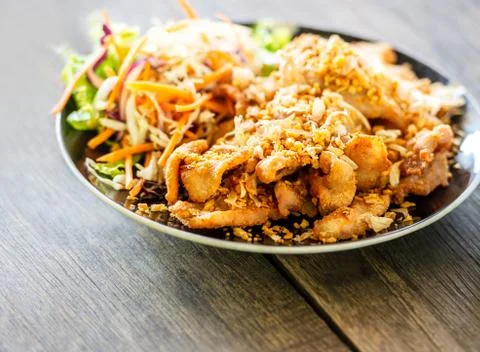 Fried pork with garlic Stock Photos