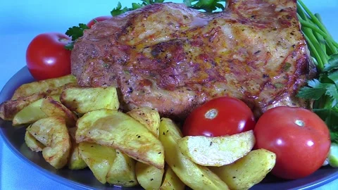 Fried pork neck Stock Footage 143079224