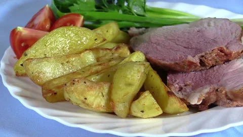 Fried pork neck Stock Footage 143145874