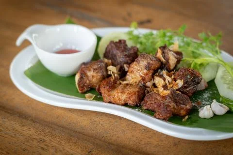Fried pork ribs thaifood spareribs fried Stock Photos