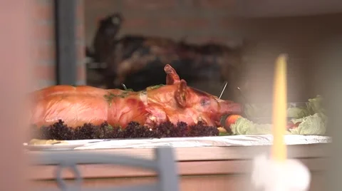 Fried pork on the table Stockbeeldmateriaal 55088424