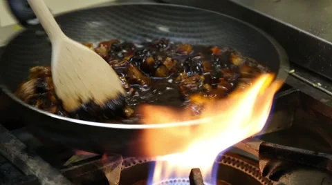 Fried pork with vegetables in a special sauce. From a series Food Korean cuisine Stock Footage 50148172