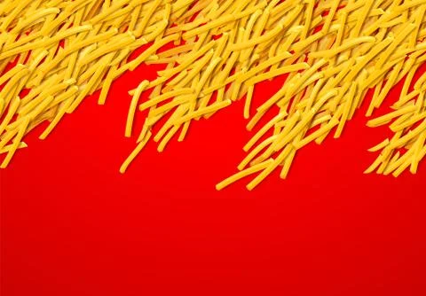 Fried potato, chips, crisps or french fries laying in heap illustration for t Stock Illustration