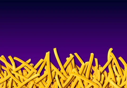 Fried potato, chips, crisps or french fries laying in heap illustration for t Stock Illustration
