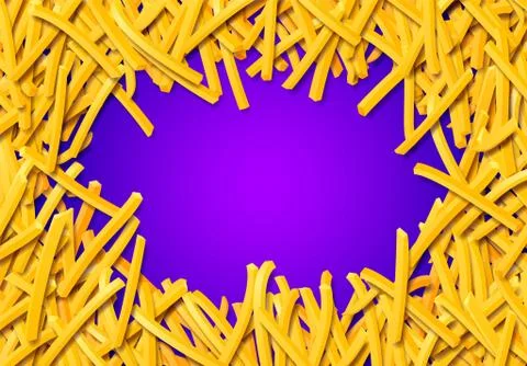 Fried potato, chips, crisps or french fries laying in heap illustration for tray Stock Illustration