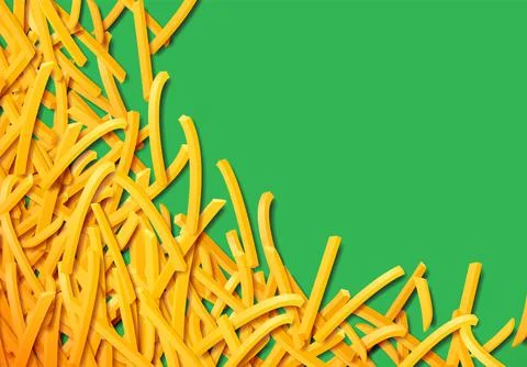 Fried potato, chips, crisps or french fries laying in heap illustration for tray Illustrazione stock