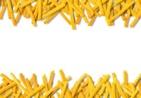 Fried potato, chips, crisps or french fries laying in heap illustration for tray Illustrazione stock