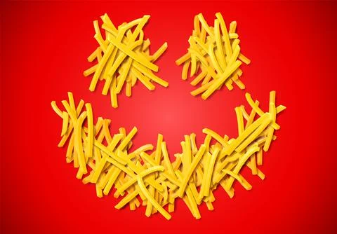 Fried potato, chips, crisps or french fries laying in heap illustration for tray Stock Illustration