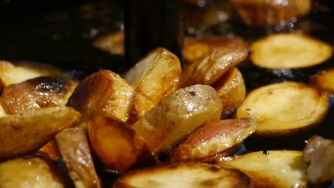 Fried potato closeup Stock Footage 113998753