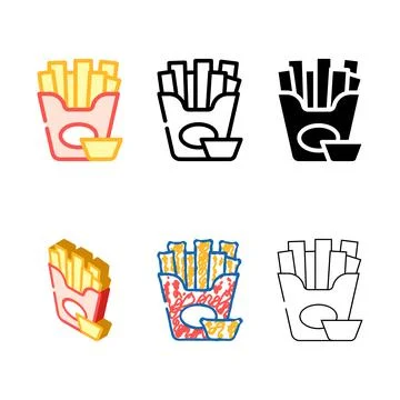 Fried potato color icon vector isolated stylized Stock Illustration