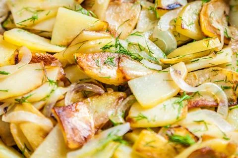 Fried Potatoes Closeup Stock Photos