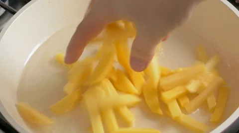 Fried potatoes in an iron pan Stock Footage 59615778