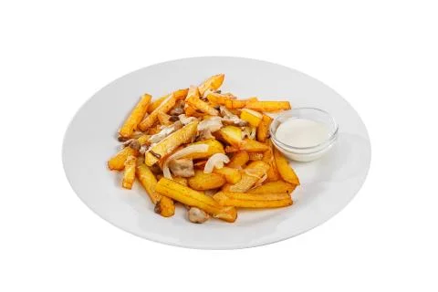 Fried potatoes side dish on isolated background Stock Photos