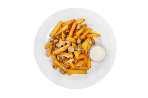 Fried potatoes side dish on isolated background Stock Photos