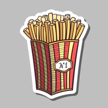 Fried Potatoes Sticker Stock Illustration